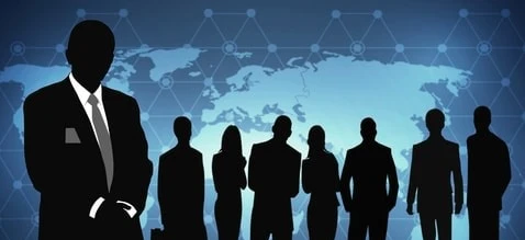 A group of business professionals collaborating in a meeting at a company organization. White-collar workers engaging in management discussions.